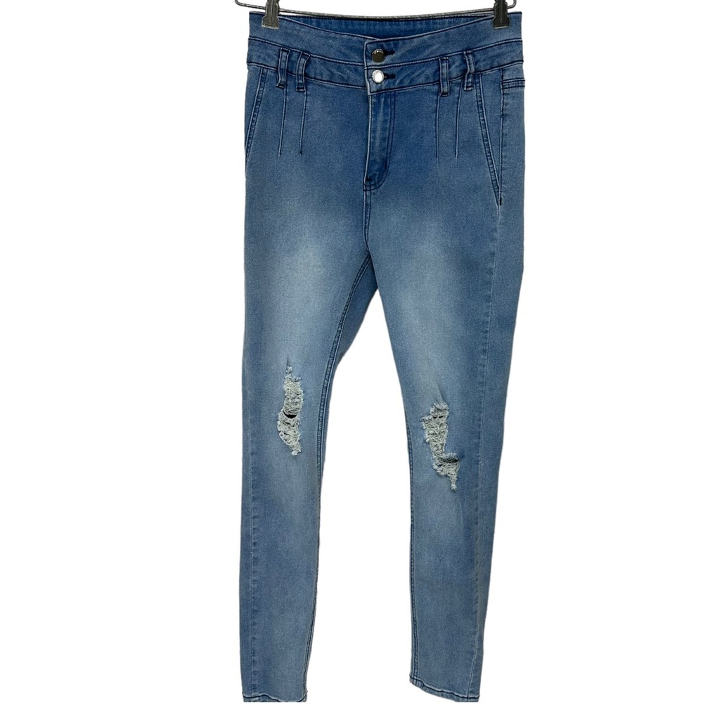 BEBE Jeans Sz 27 High Rise Skinny Distressed Stretch